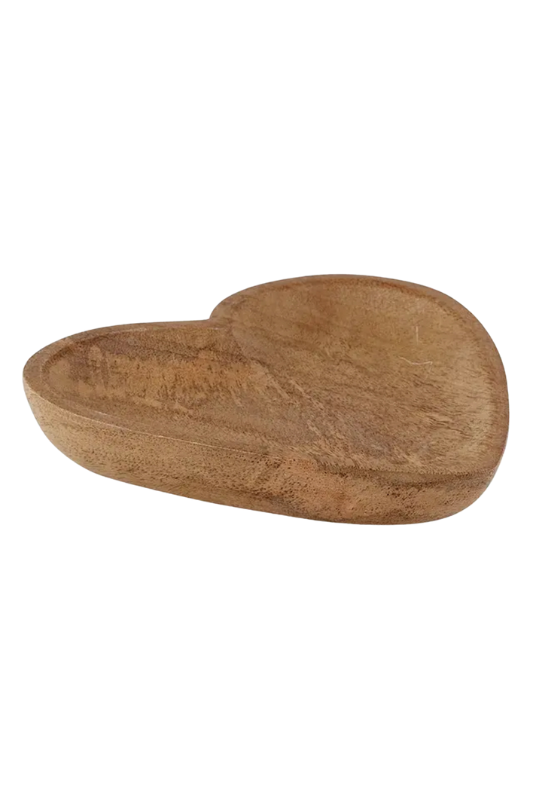 Heart-Shaped Mango Wood Bowl – 6" W x 5.75" H